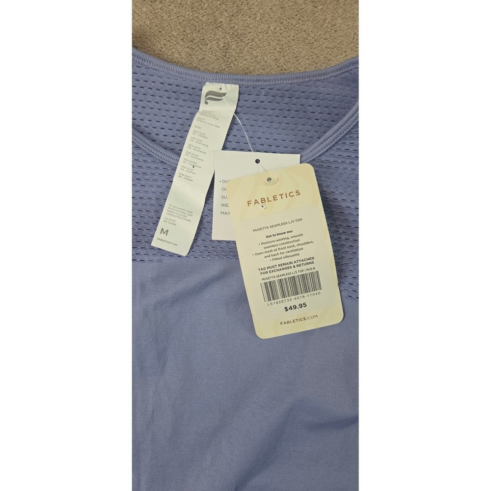 Fabletics Musetta Seamless LS Vented Shirt Women M Light Purple Stretchy NEW - Picture 2 of 7